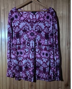 TALBOTS Plus Size 2X 100% Merino Wool Puff Sleeve Floral Sweater Whimsigoth